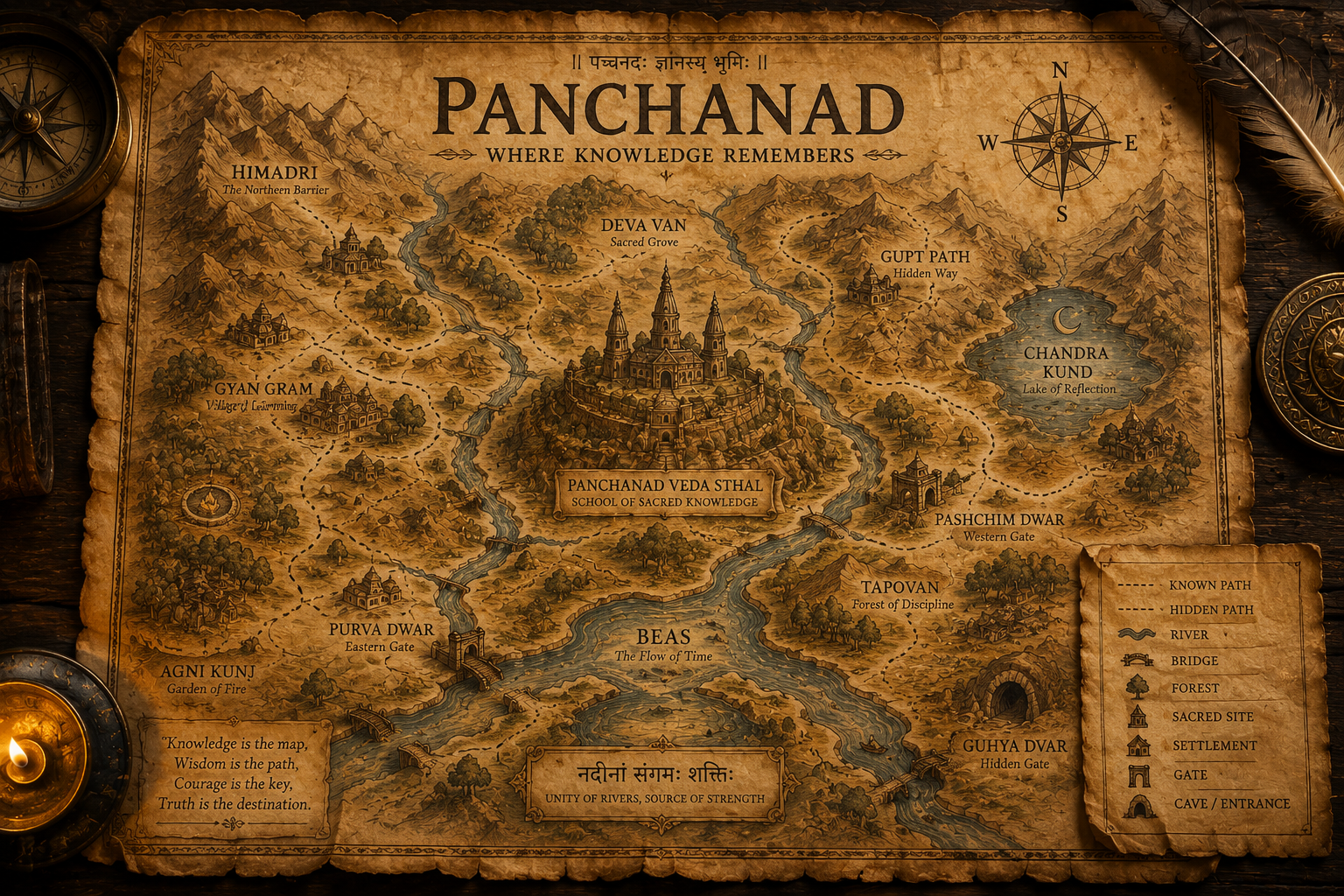 Ancient Map hand drawn map of Panchanad Chronicles
